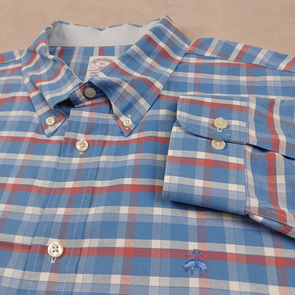 Brooks Brothers Madison XXL Mens Shirt OCBD 29x32 Plaid Oxford